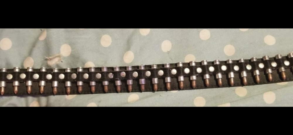 Black faux leather bullet belt, unbranded